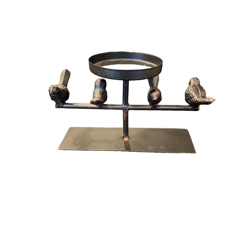 Metal Bronze Undertones Candle Holder Birds On A Wire